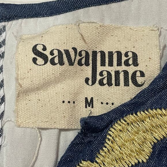 Savanna Jane Embroidered Tunic Mini Dress - Blue Multi - Medium - Picture 10 of 13